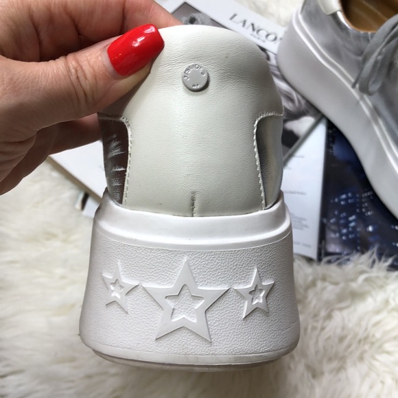 J/SLIDES Hally Silver Metallic Leather Sneaker - Picture 3 of 11